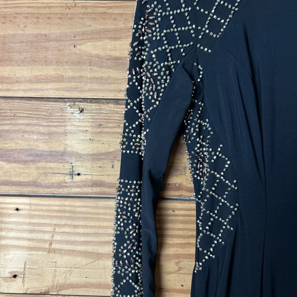 Xscape Black Long Sleeve Beaded Evening Dress - Picture 3 of 11